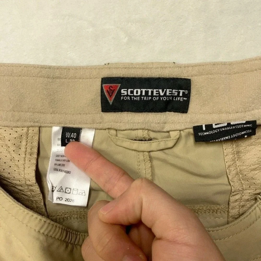 SCOTTeVEST Shorts Mens 40 Beige Tan TEC 8 Pockets Nylon Outdoor Hiking Tactical